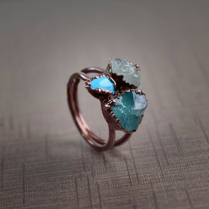Aquamarine Ring | Turquoise Ring | Apatite Ring | Brass Ring | Handmade Ring | Ring For Her, Birthstone Ring, Ring For Women, Gift For Women