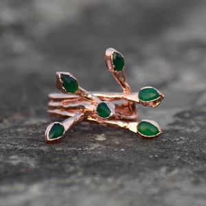 Natural Green Onyx Branch Design Ring \ Attractive Ring \ Gemstone Ring \ Royal Ring \ Rings For Women \ Minimalist Ring \ Statement Ring