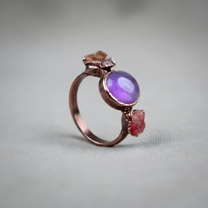 Natural Amethyst & Ruby Ring \ Birthstone Ring \ Multi-Stone Ring \ ChristamRing \ Bridesmaid Gift \ Anniversary Ring \ Engagement Ring