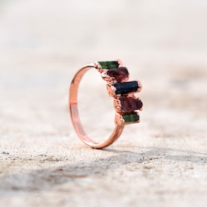 Multi Tourmaline Ring | Rough Stone Ring | Statement Ring | Gemstone ...