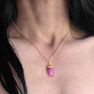 Natural Pink Agate Necklace \ Dainty Necklace \ Womens Necklace \ Minimal Necklace \ Tiny Necklace \ Personalized Necklace \ Gemstone Gifts