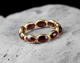 Cabochon Garnet Ring | Rose Gold Electroplated Copper