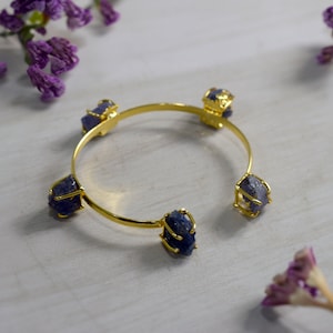 Natural Tanzanite Cuff Bangle Bracelet \ Birthstone Cuff Bracelet \ Handmade Jewelry \ Adjustable Bracelet \ Anniversary Gifts \ Love Gifts