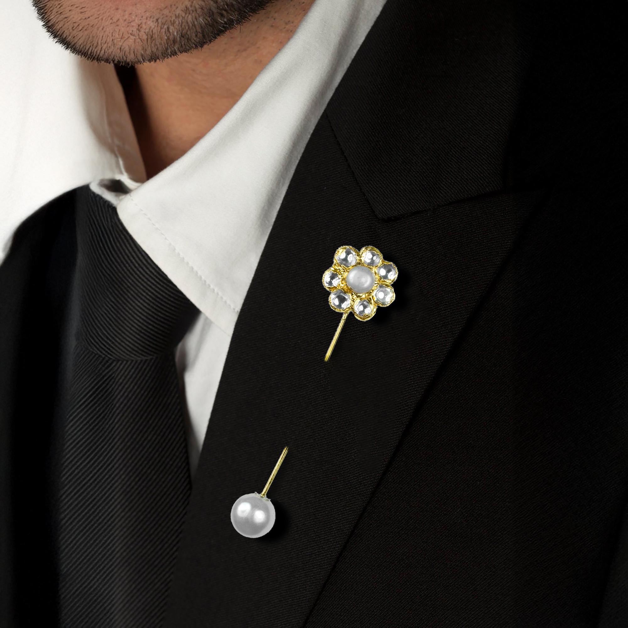 3 Broches Magnétiques Perles Faux - Épingles à Chemise Rétro Chic Pour Femme