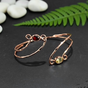 Granaat en citrien CZ klassieke open manchetarmband, gouden manchetarmbanden, armmanchetarmband, armband met zirkonia, armband voor dames