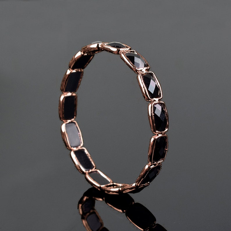 Bracciale Bangle in pietra onice nera sfaccettata / Bracciale in pietra preziosa / Bracciale fatto a mano / Bracciale in ottone / Gioielli in ottone / Bracciale Boho / Regalo per le donne Copper Antique