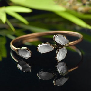 Rough Crystal Copper Cuff Bracelet | Adjustable Gemstone Jewelry