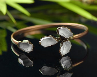 Rough Crystal Copper Cuff Bracelet | Adjustable Gemstone Jewelry
