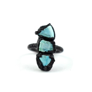 Natural Turquoise Gemstone Ring Jewelry \ Oxidized Ring \ Black Color Ring \ Rings For Women \ Dainty Ring \ Stackable Ring \ Vintage Rings