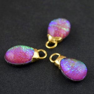 Pink Fire Glass Opal Stone Gold Plated Jewelry Making \ Gemstone Connector \ Necklace Findings \ Jewelry Style Making \ DIY Brass Connectors