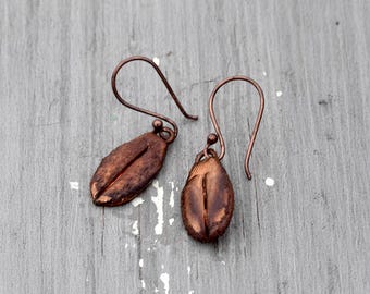 Coffee Bean Earrings \ Coffee Lover Gift \ Coffee Jewelry \ Seed Earrings \ Metal Earrings \ Coffee Earrings \ Handmade Earring Gift For Her