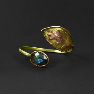 Labradorite Gemstone Bangle Bracelet \ Multi Color Bangle \ Tree Leaf Bangle \ Brass Bangle \ Wedding Jewelry \ New Design \ Gifts For Women