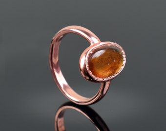 Citrine Gemstone Stackable Ring - Wedding Ring - Statement Ring - Copper Ring - Gifts For Her - Rings For Women \ Womens Ring \ Boho Rings
