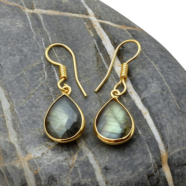 Natural Fire Labradorite Statement Earrings \ Gemstone Earrings \ Copper Jewelry \ Teardrop Earrings \ Dangle Earrings \ Drop Earrings