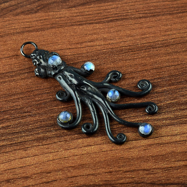 Gift For Her Pendant For Women GFS3098 Black Polish Pendant For Her Labradorite Pendant Octopus Shape Pendant Gift For Women