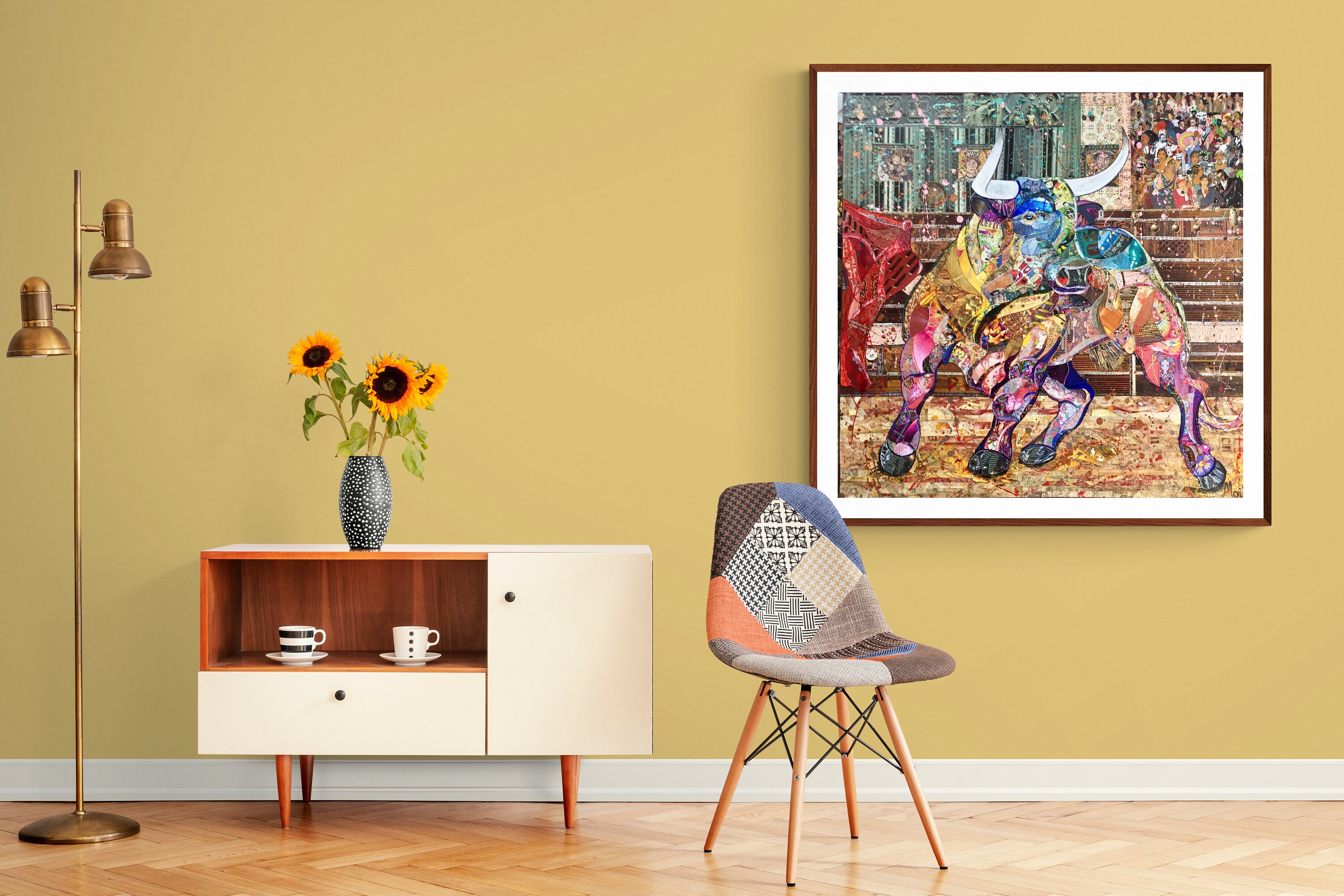 Large Artwork With Bull. Unique Example Not a Reproduction. - Etsy