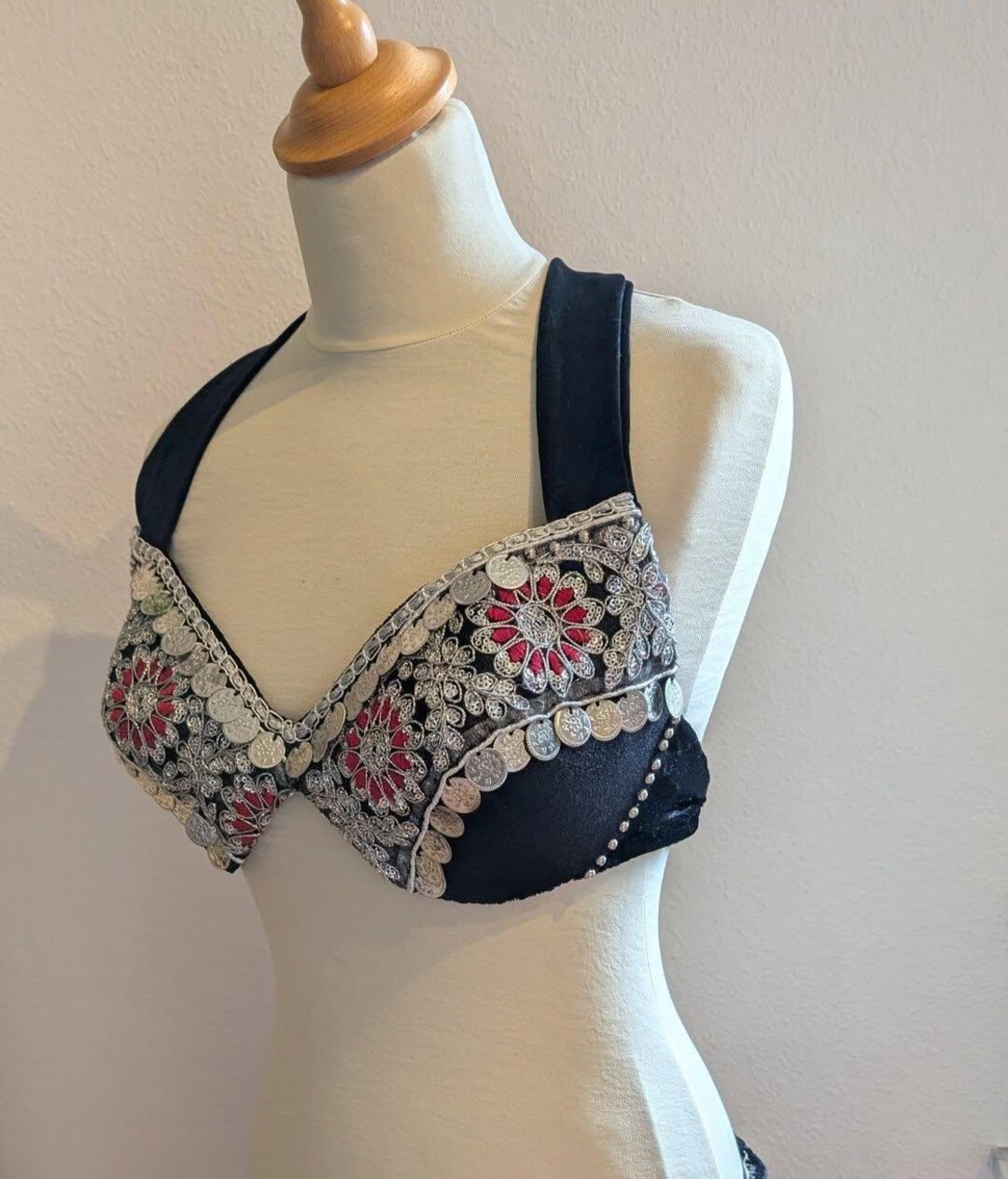 Native Bra Tribal Bra 80 D ATS FCBD Style Unique Fusion Dance Bra Black Velvet ...