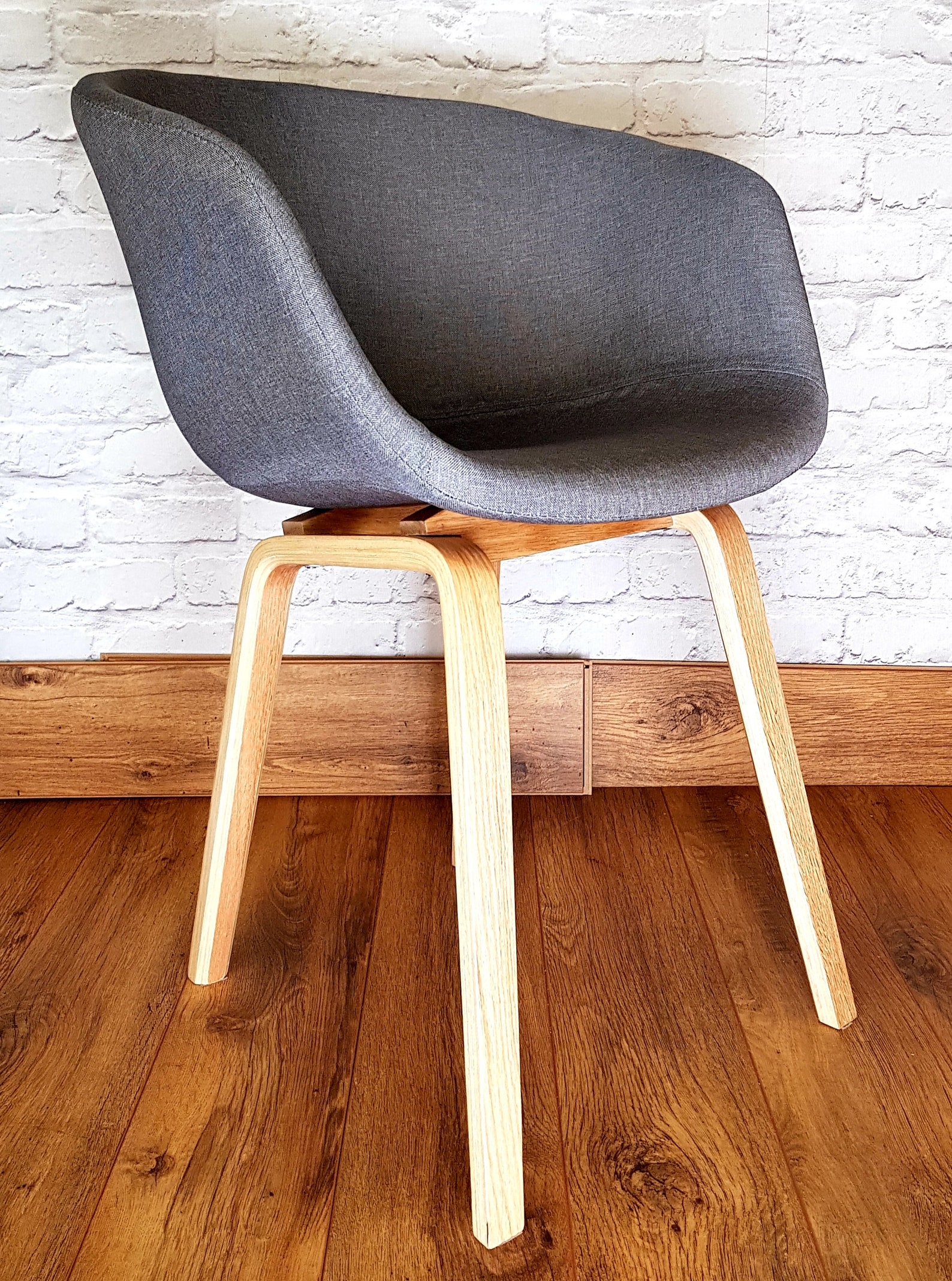 Dining chair tub chair fabric wooden legs grey brown Etsy