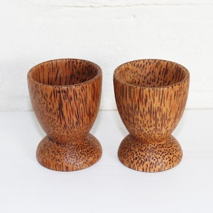 Pair of egg cups made from coconut wood