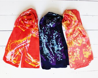 Silk Shawls - batik and tie dye; large