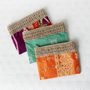 Sac à main sari avec bordure en fibre de bananier au crochet