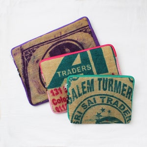 Hessian / jute / burlap laptop sleeve, padded - 3 sizes