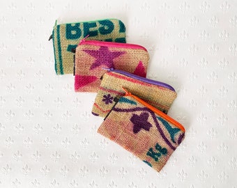 Hessian / jute / burlap pouch - small; 5 colours