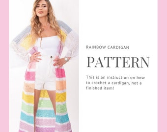 Beginner Friendly Crochet Pattern for Rainbow Cardigan
