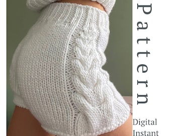 Chunky Knit Shorts Pattern, Knitting Pattern, Knitting Instructions for Women's Short Pants, Chunky Knit Maxi Shorts Pattern