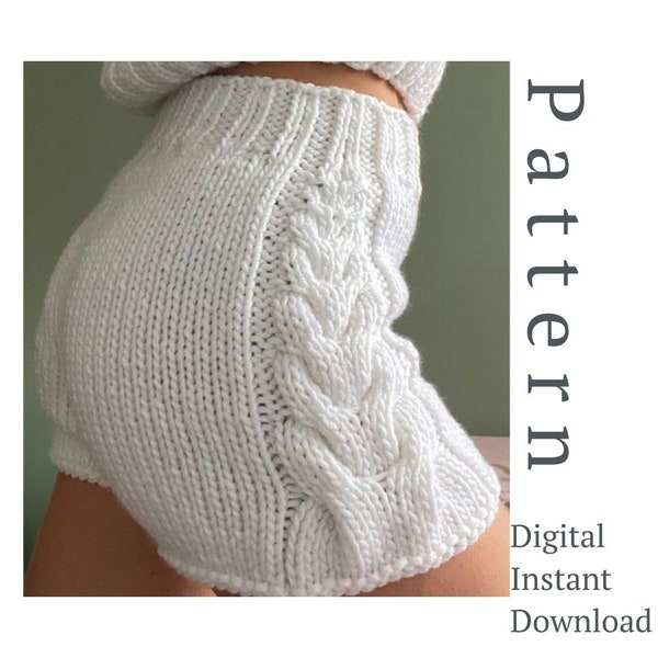 Chunky Knit Shorts Pattern, Knitting Pattern, Knitting Instructions for Women's Short Pants, Chunky Knit Maxi Shorts Pattern