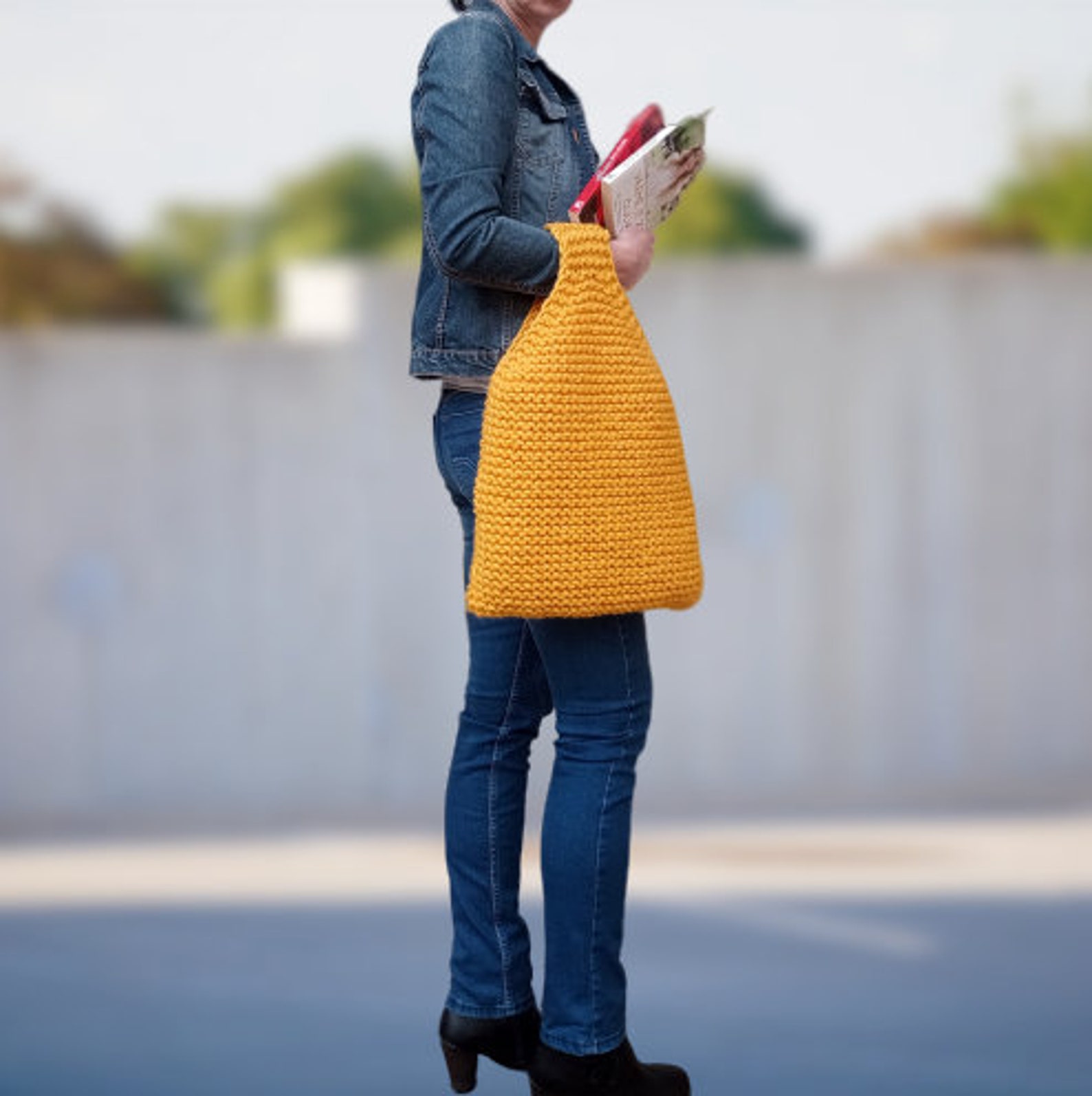 Easy Knitting Chunky Knit Grocery Bag Beginner Friendly Knitting