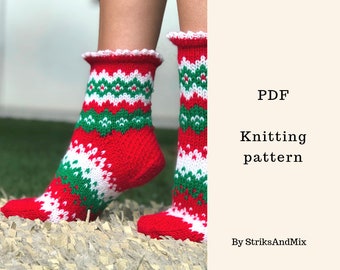 Calza Di Natale Modello Calzini Alla Caviglia Donna Modello Maglia Calzini Fai Da Te Natale Rosso Verde Bianco Modello Calzini Corti Modello Maglia Di Natale - Italia - Foto 4