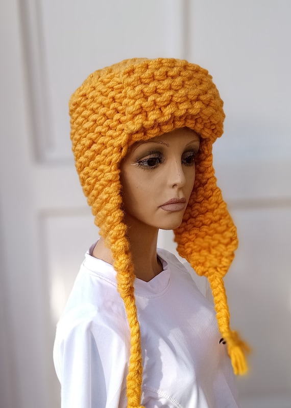 Easy Beginner Trapper Hat Knitting Pattern, Ushanka Hat Knitting