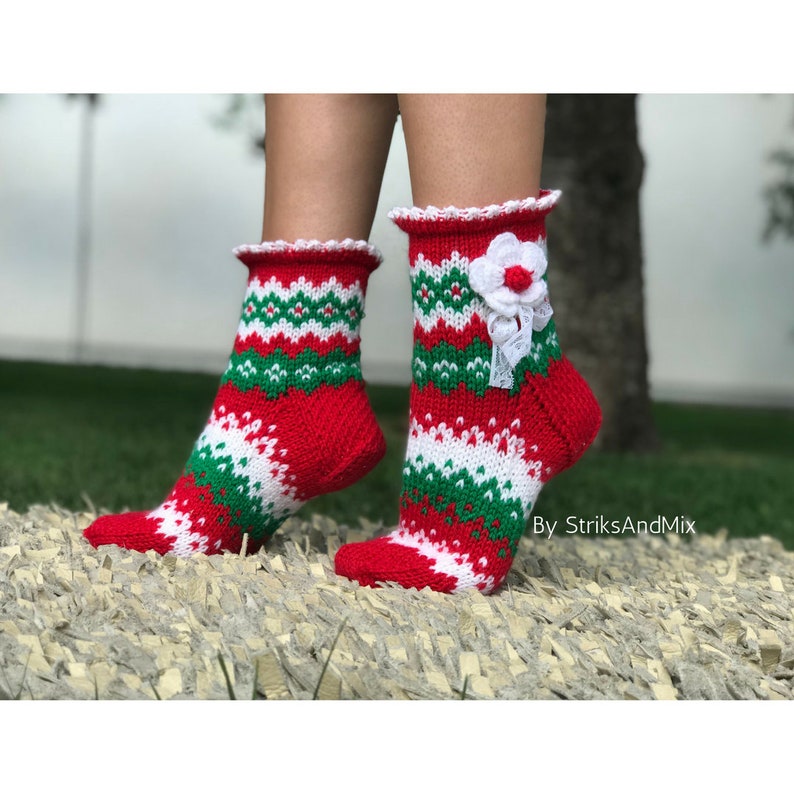Set Od 2 Knitting Christmas Socks Pattern, Instant Downlod DIY