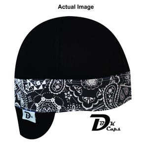 Black Solid Crown Bandana Welding Caps