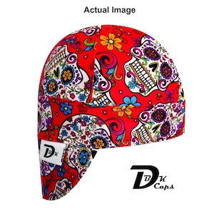 Red Sugar Skull Welding Cap