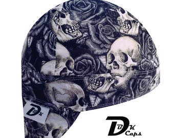 Black Skull Rose Welding Cap