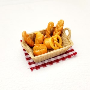 Miniature Dollhouse Food Resin Basket of Bread