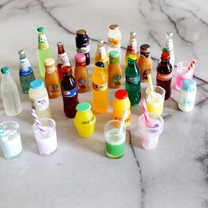 10pc Miniature Dollhouse Variety Soda Juice Drink Lot