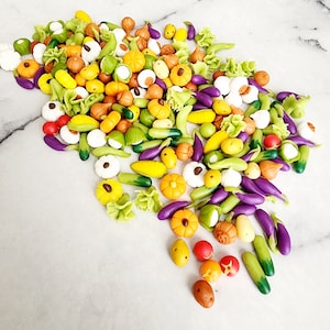 10pc Miniature Dollhouse Vegetables Fresh Produce Food Cucumbers Onions Lettuce Tomatoes Potatoes 1:12 Scale