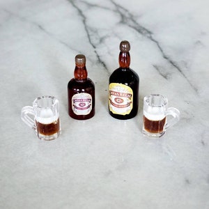 Miniature Dollhouse 4pc Beer Bar Drinks Mugs Lot Dark Set