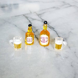 Miniature Dollhouse 4pc Beer Bar Drinks Mugs Lot Light Set