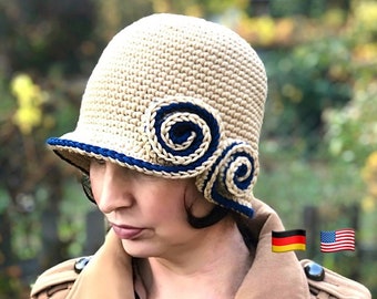 Crochet Cloche Hat Pattern SOROKINA 1920s 1930s 1940s vintage hat bowler hat childrens hat classy hat