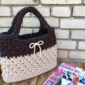 Crochet pattern handbag shopping bag CHOCOLATE PDF German