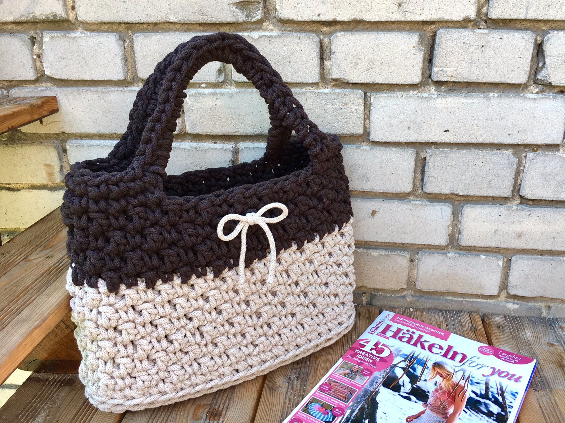 無料配送 ◆clor ◆ CROCHET SHOPPER BAG バッグ Crochet Pattern Handbag Shopping Bag CHOCOLATE PDF German - Etsy