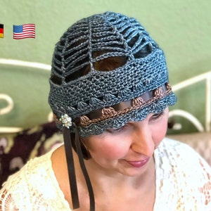 Crochet Hat Pattern Boudoir Cap LADY CORA 1920s 1930s 1940s 1950s