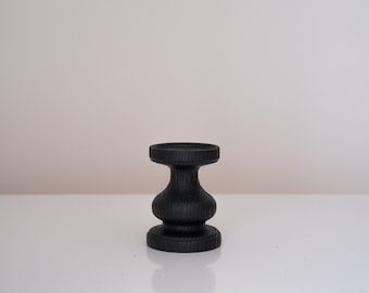 Beautiful black candle holder Rustic wooden candlestick Modern home decor Turned pillar Wood wedding decoration centerpiece wood design