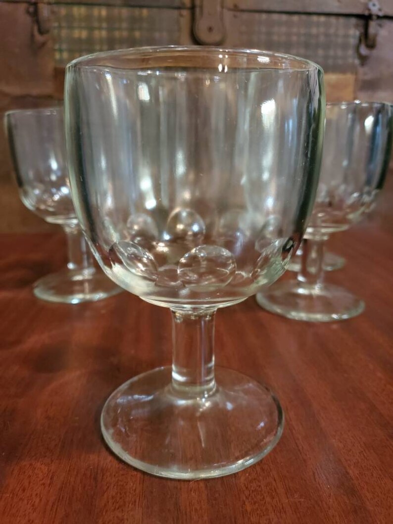 Vintage clear thumbprint goblets. Etsy