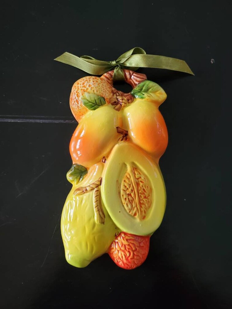 Vintage Ceramic Fruit Wall Plaques Etsy