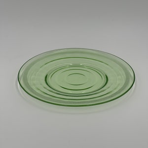 Block Optic Green Uranium or Vaseline Glass 8” plate by Anchor Hocking